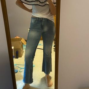 Light Wash Cropped Flare Jeans